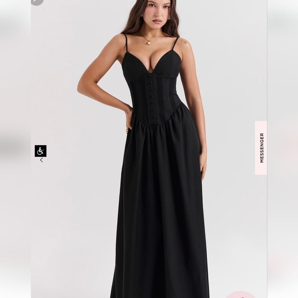 House of CB Lova Black Corset Maxi Dress